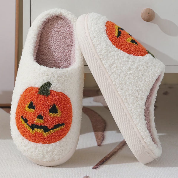 Halloween Pumpkin Cartoon Warm Winter Indoor Slippers Men and Women