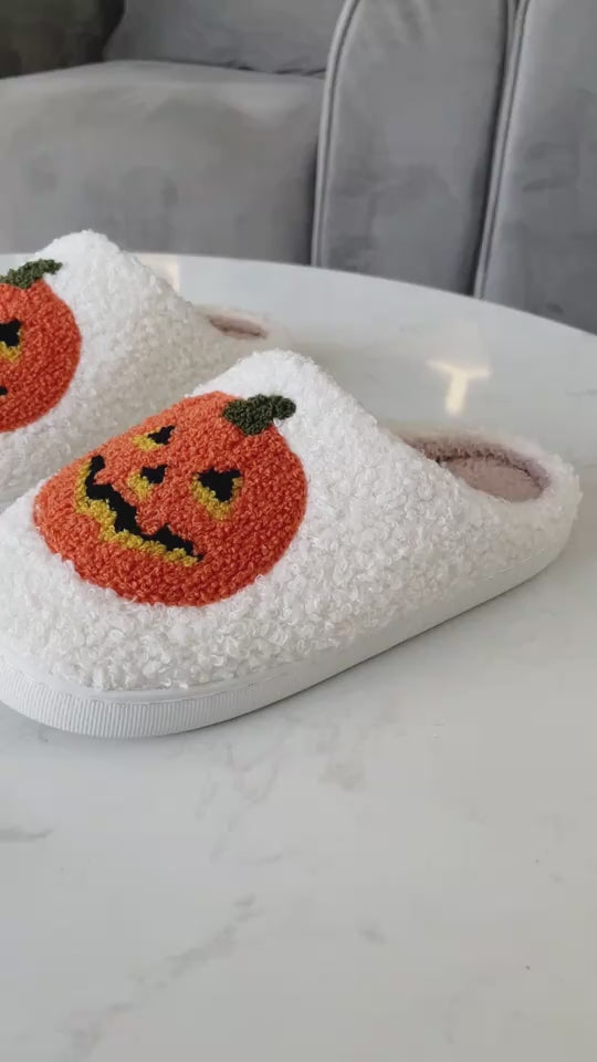 Halloween Pumpkin Cartoon Warm Winter Indoor Slippers Men and Women